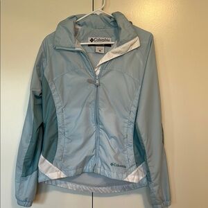 Columbia Blue and White Raincoat Lightweight jacket